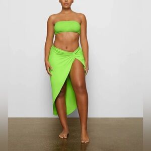 SKIMS Green Sarong Swimskirt
